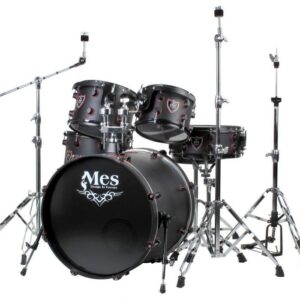 MES Black Fusion Drumset, satin-black/red